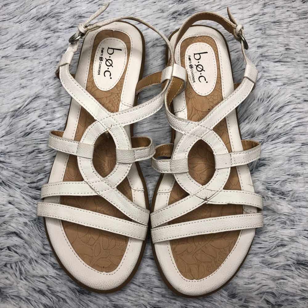 B. O. C. BORN White Strap Sandals Size 8